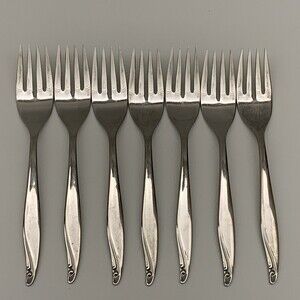 Wm A Rogers Oneida Surf Club Stainless Individual Salad Forks Lot of 7